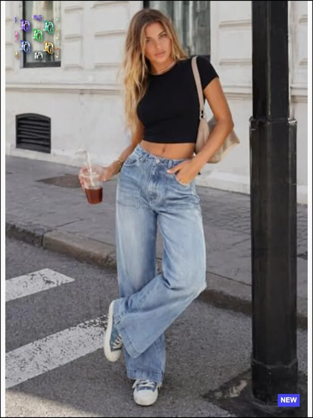 Baggy Jeans Mid-Low Waist Boyfriend Streetwear Wide Leg Denim Pants Y2K - Picture 3 of 7
